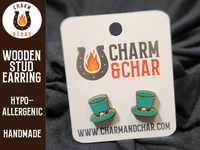 Thumbnail for Leprechaun Hat Wood Stud Earrings - St. Patrick's Day Fashion Earring - Stud Earring - Charm and Char