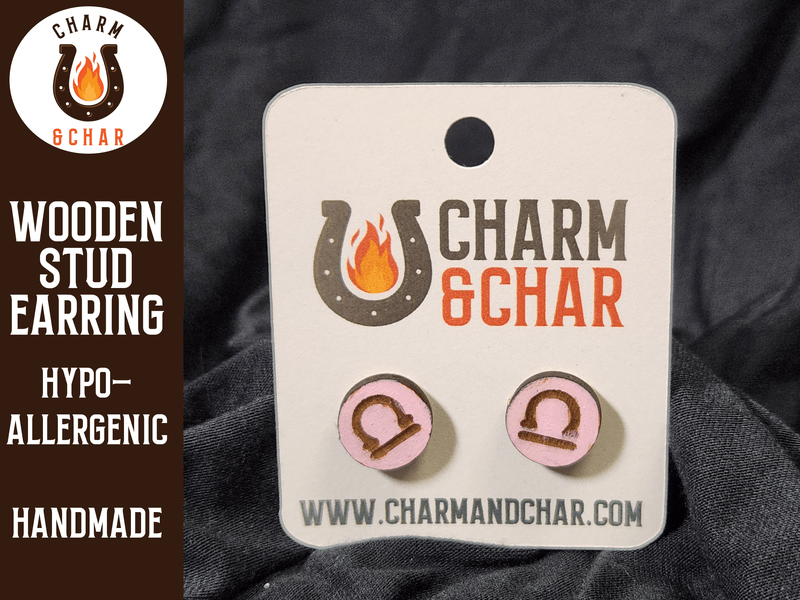 Libra Wood Stud Earrings - Zodiac Fashion Earring - Stud Earring - Charm and Char