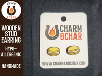 Thumbnail for Macaron Wood Stud Earrings - Dessert Fashion Earring - Stud Earring - Charm and Char