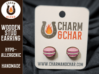 Thumbnail for Macaron Wood Stud Earrings - Dessert Fashion Earring - Stud Earring - Charm and Char