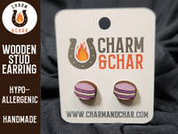 Thumbnail for Macaron Wood Stud Earrings - Dessert Fashion Earring - Stud Earring - Charm and Char