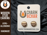 Thumbnail for Macaron Wood Stud Earrings - Dessert Fashion Earring - Stud Earring - Charm and Char