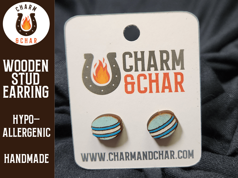 Macaron Wood Stud Earrings - Dessert Fashion Earring - Stud Earring - Charm and Char