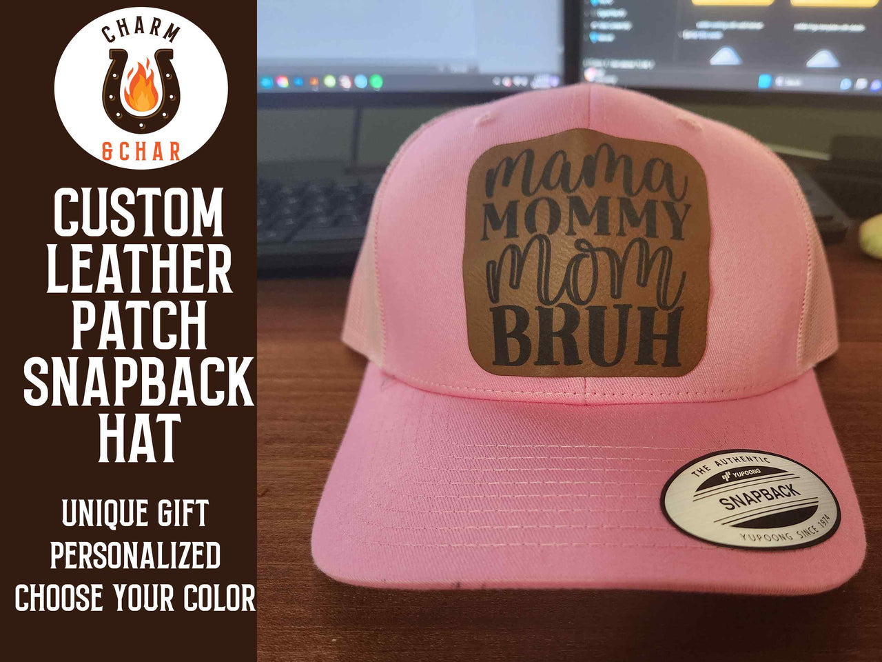 Mama Mommy Mom Bruh Leather Patch Trucker Hat for Moms