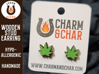 Thumbnail for Marijuana Leaf Wood Stud Earrings - Weed Fashion Earring - Stud Earring - Charm and Char