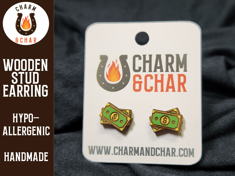 Money Wood Stud Earrings - Entrepreneur Fashion Earring - Stud Earring - Charm and Char