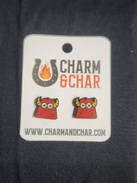 Thumbnail for Monster Wood Stud Earrings - Animal Fashion Earring - Stud Earring - Charm and Char