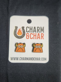Thumbnail for Monster Wood Stud Earrings - Animal Fashion Earring - Stud Earring - Charm and Char