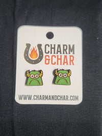 Thumbnail for Monster Wood Stud Earrings - Animal Fashion Earring - Stud Earring - Charm and Char