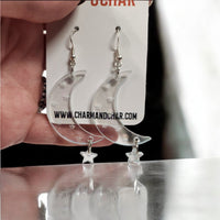 Thumbnail for Moon & Star Shimmer Earrings - Dangle Earring - Charm and Char