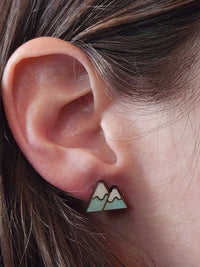 Thumbnail for Mountains Wood Stud Earrings - Lifestyle Fashion Earring - Stud Earring - Charm and Char