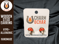 Thumbnail for Mushroom Wood Stud Earrings - Nature Fashion Earring - Stud Earring - Charm and Char