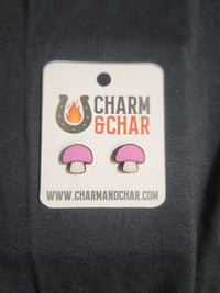 Thumbnail for Mushroom Wood Stud Earrings - Outdoors Fashion Earring - Stud Earring - Charm and Char