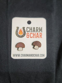 Thumbnail for Mushroom Wood Stud Earrings - Outdoors Fashion Earring - Stud Earring - Charm and Char