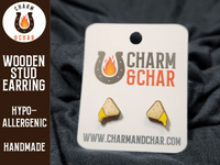 Thumbnail for Nacho with Cheese Wood Stud Earrings - Food Fashion Earring - Stud Earring - Charm and Char