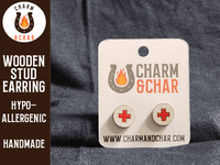 Thumbnail for Nurse Cross Wood Stud Earrings - Nurse Fashion Earring - Stud Earring - Charm and Char