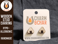 Thumbnail for Onigiri Sushi Wood Stud Earrings - Food Fashion Earring - Stud Earring - Charm and Char