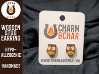 Thumbnail for Owl Wood Stud Earrings - Animal Fashion Earring - Stud Earring - Charm and Char