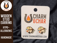 Thumbnail for Paint Palette Wood Stud Earrings - Back to School Fashion Earring - Stud Earring - Charm and Char