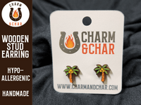Thumbnail for Palm Trees Wood Stud Earrings - Summer Fashion Earring - Stud Earring - Charm and Char