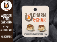 Thumbnail for Pancakes Wood Stud Earrings - Food Fashion Earring - Stud Earring - Charm and Char