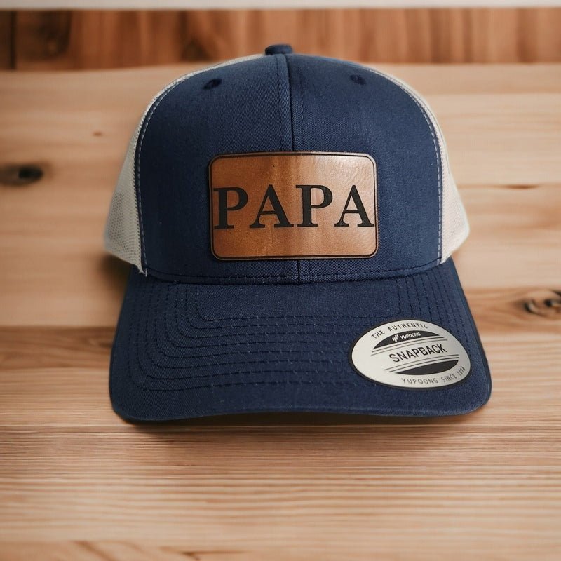 Papa Leather Patch Trucker Hat for Grandfather - Trucker Hat - Charm and Char