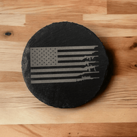 Thumbnail for Patriotic American Flag with Rifles Slate Coaster - Slate Coaster - Charm and Char