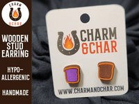 Thumbnail for Peanut Butter and Jelly Wood Stud Earrings - Food Fashion Earring - Stud Earring - Charm and Char
