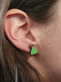 Thumbnail for Pear Wood Stud Earrings - Fruit Fashion Earring - Stud Earring - Charm and Char
