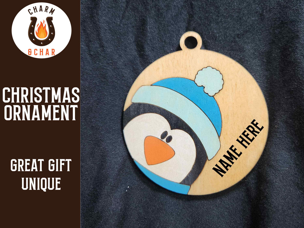 Hand Painted Personalized Laser-Engraved Christmas Ornament