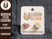 Thumbnail for Perfect Match Wood Stud Earrings - Bacon and Eggs - Food Fashion Earring - Stud Earring - Charm and Char