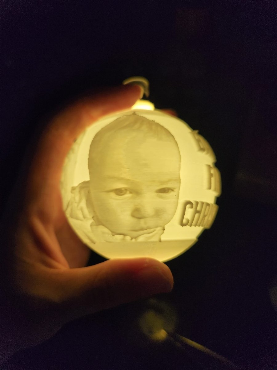 Personalized 3D Printed Lithophane Ornament - Custom Photo Keepsake - 3D Print - Charm and Char