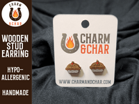 Thumbnail for Pie Wood Stud Earrings - Thanksgiving Fashion Earring - Stud Earring - Charm and Char