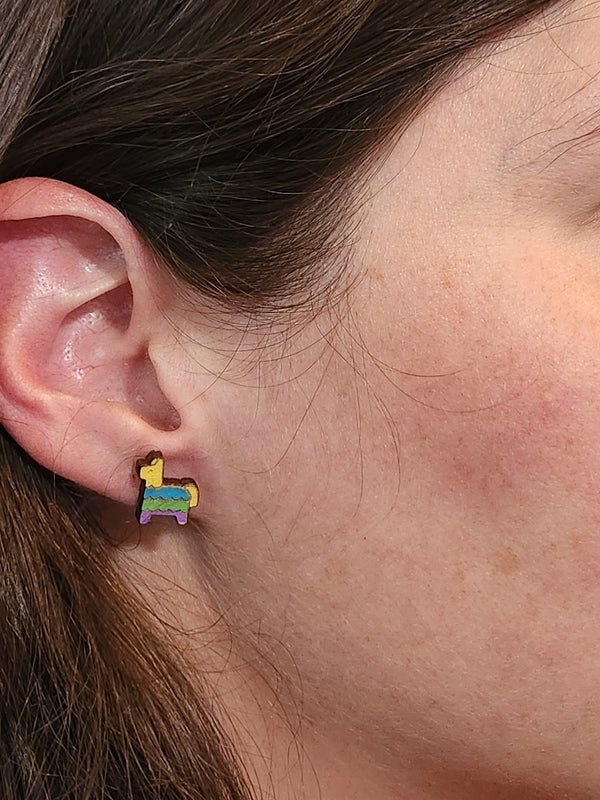 Pinata Wood Stud Earrings - Lifestyle Fashion Earring - Stud Earring - Charm and Char