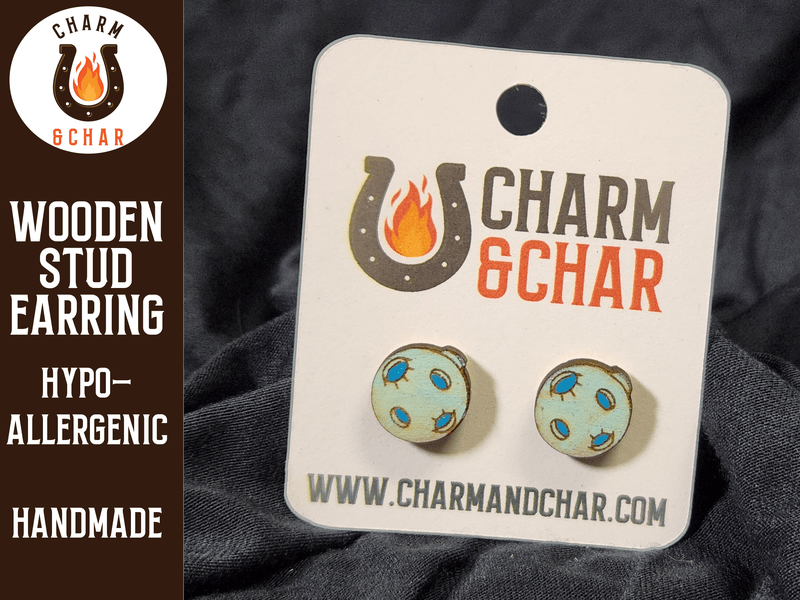 Planet Wood Stud Earrings - Astronomy Fashion Earring - Stud Earring - Charm and Char