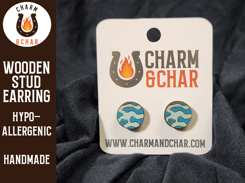 Planet Wood Stud Earrings - Astronomy Fashion Earring - Stud Earring - Charm and Char