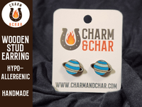 Thumbnail for Planet Wood Stud Earrings - Astronomy Fashion Earring - Stud Earring - Charm and Char