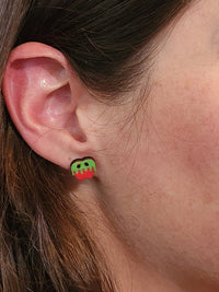 Thumbnail for Poison Apple Wood Stud Earrings - Halloween Fashion Earring - Stud Earring - Charm and Char