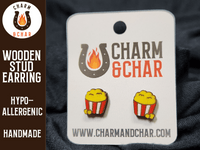 Thumbnail for Popcorn Wood Stud Earrings - Movie Fashion Earring - Stud Earring - Charm and Char