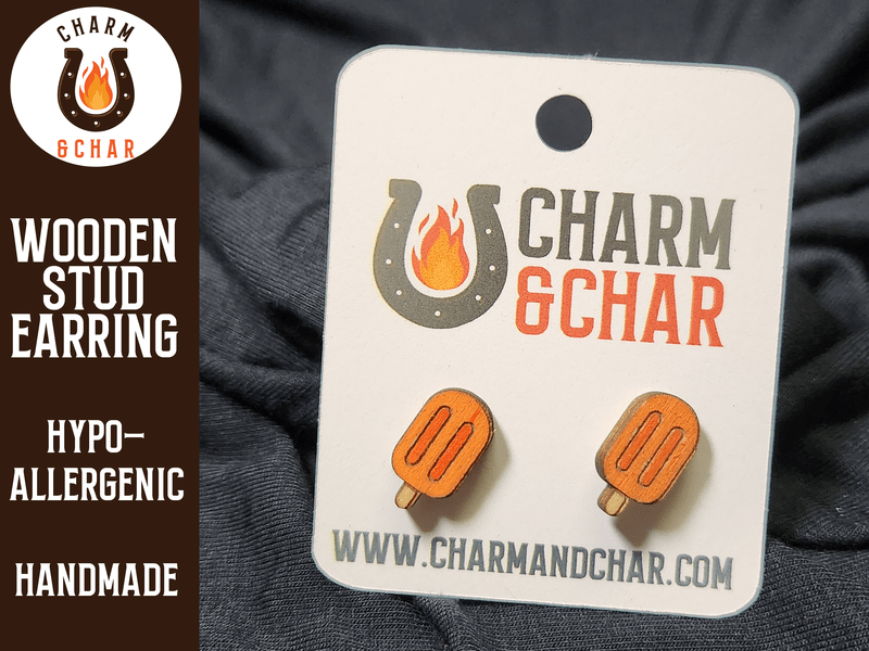 Popsicle Wood Stud Earrings - Dessert Fashion Earring - Stud Earring - Charm and Char