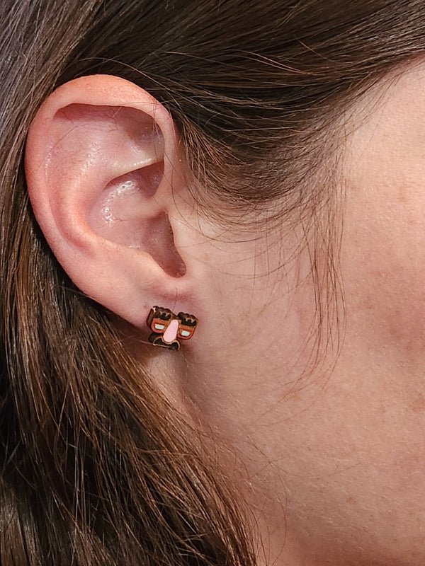 Prank Moustache Face Wood Stud Earrings - Lifestyle Fashion Earring - Stud Earring - Charm and Char