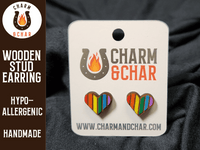 Thumbnail for Pride Heart with Rainbow Wood Stud Earrings - Pride Fashion Earring - Stud Earring - Charm and Char