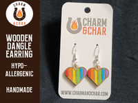 Thumbnail for Pride Heart Wood Dangle Earrings - Lifestyle Fashion Earring - Dangle Earring - Charm and Char