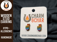 Thumbnail for Pride Rainbow Peace Sign Hand Wood Stud Earrings - Pride Fashion Earring - Stud Earring - Charm and Char