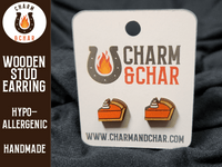 Thumbnail for Pumpkin Pie Wood Stud Earrings - Thanksgiving Fashion Earring - Earring - Charm and Char