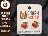 Thumbnail for Ramen Wood Stud Earrings - Food Fashion Earring - Stud Earring - Charm and Char