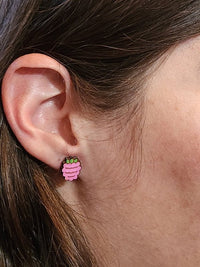Thumbnail for Raspberry Wood Stud Earrings - Fruit Fashion Earring - Stud Earring - Charm and Char