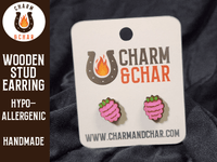 Thumbnail for Raspberry Wood Stud Earrings - Fruit Fashion Earring - Stud Earring - Charm and Char