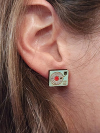 Thumbnail for Record Player Wood Stud Earrings - Music Fashion Earring - Stud Earring - Charm and Char