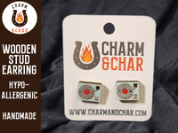 Thumbnail for Record Player Wood Stud Earrings - Music Fashion Earring - Stud Earring - Charm and Char